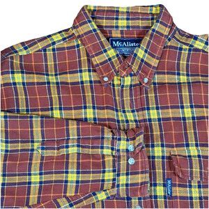 Vintage McAlister Shirt Yellow Red Plaid Flannel Outdoor Lumberjack Men’s L
